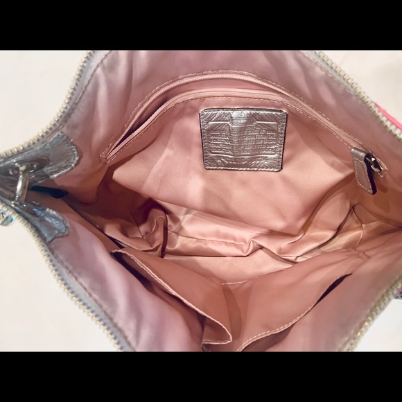 Multi Colored Preppy Coach shoulder purse - Picture 5 of 6